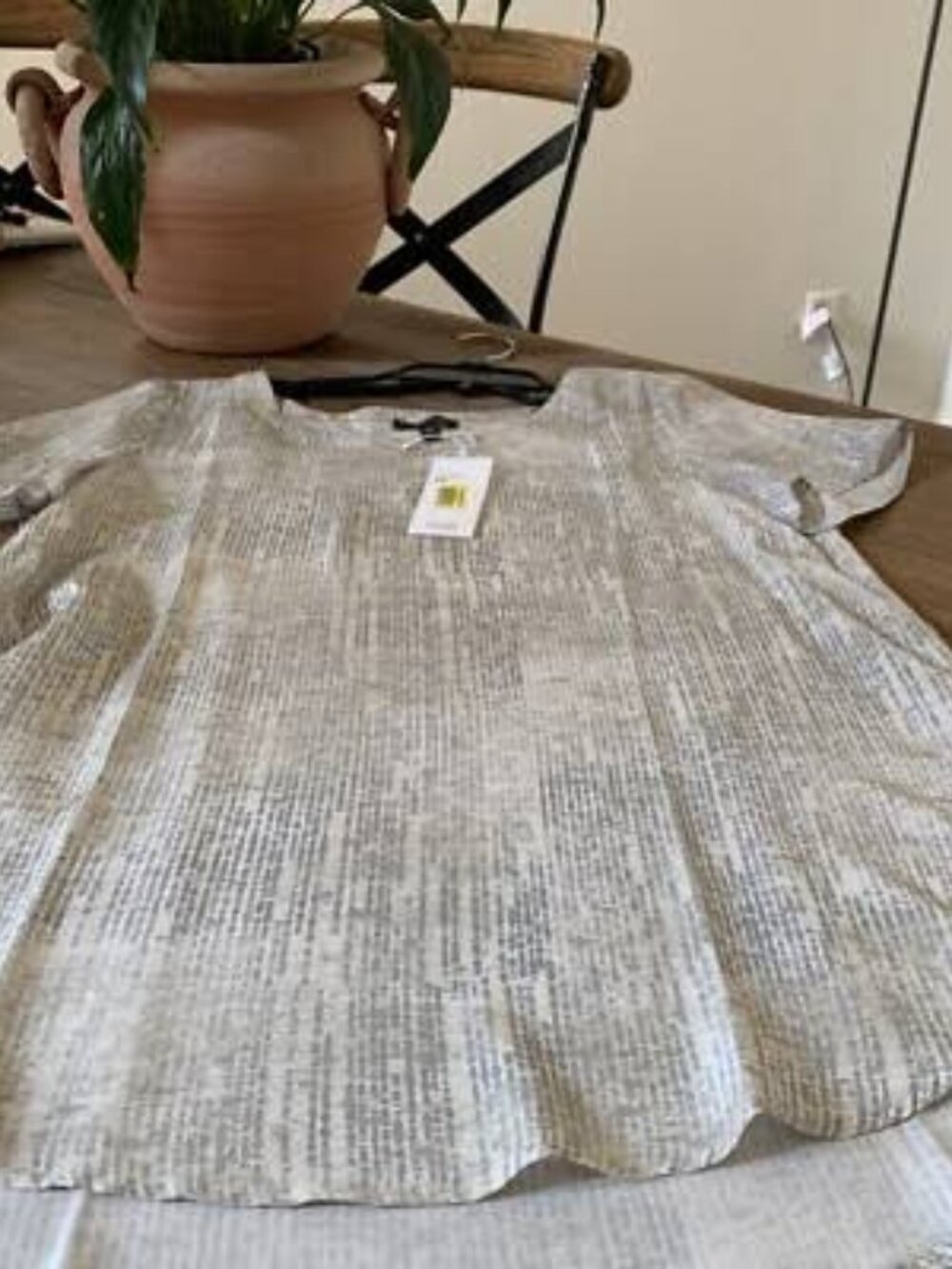 NWT Eileen Fisher Silk Almond Ballet Neck Top